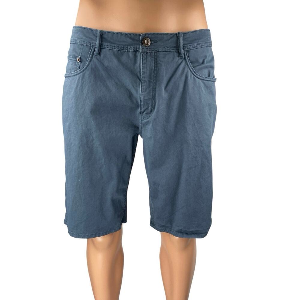 MNG Mango Men's Blue Mid Rise Straight Leg Casual Chino Khaki Shorts Size 34